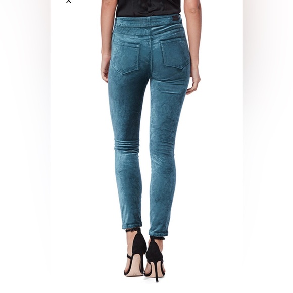 PAIGE Hoxton Ankle Peg Velvet Jeans Sea Blue High Rise Button Fly NWT Size 30 - Picture 4 of 12